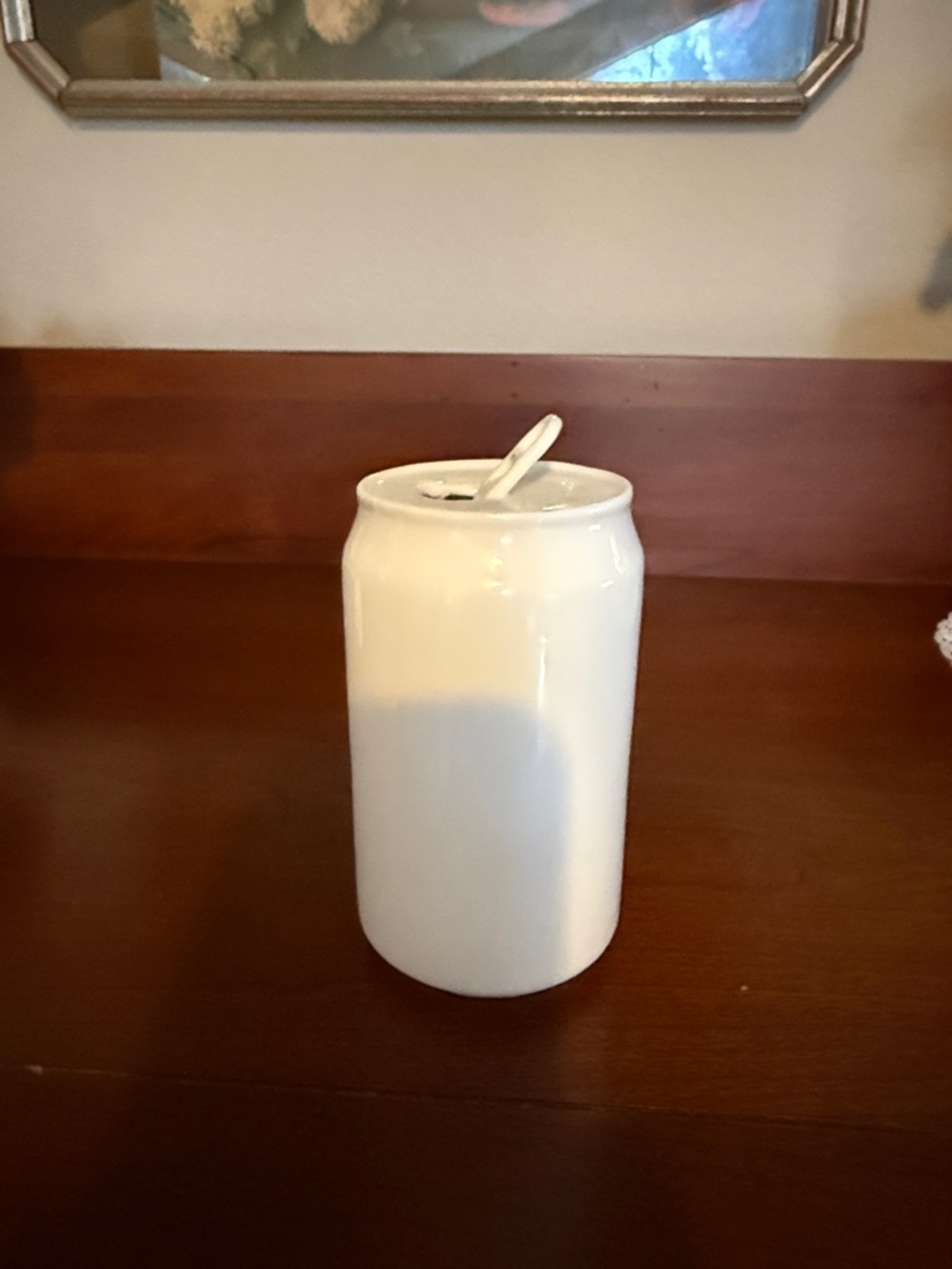 The Passport Collection White Ceramic Soda Can Vase New